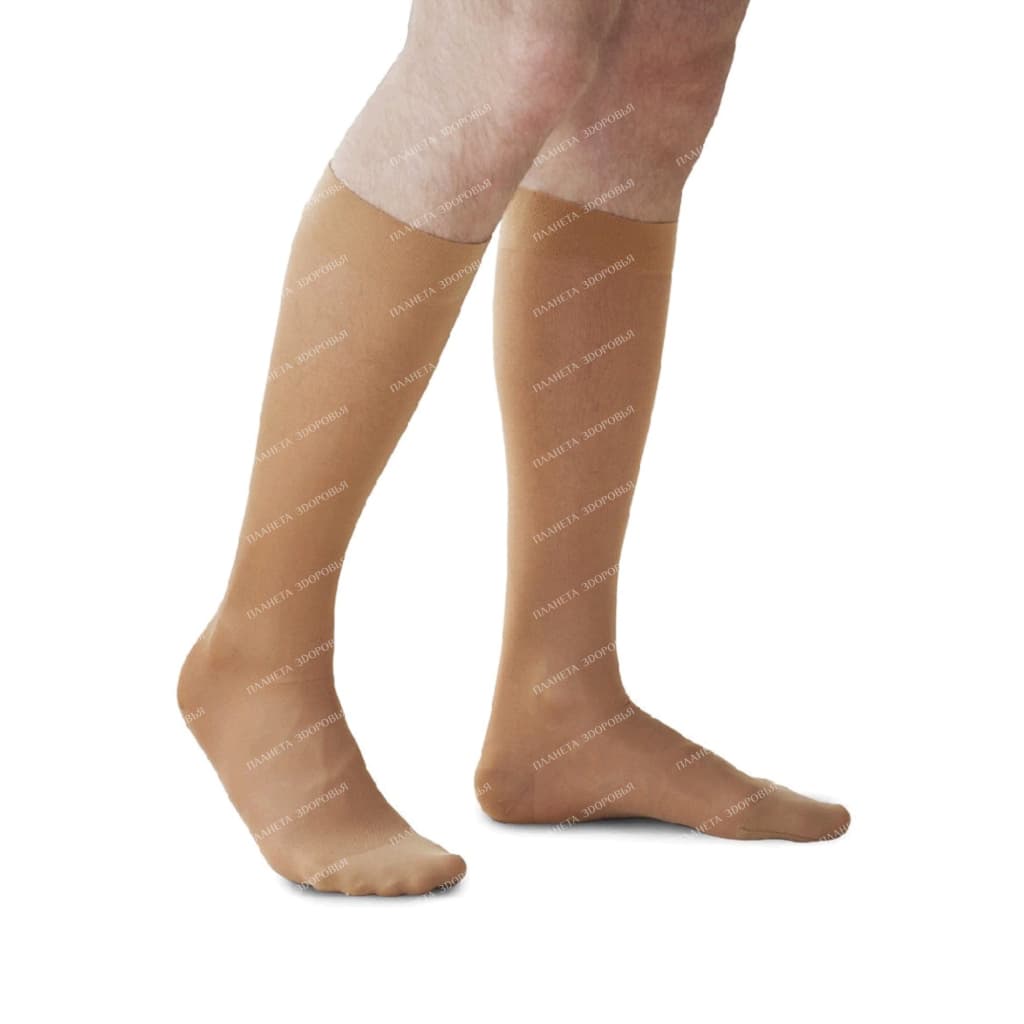 Medical compression stockings below the knee with a toe m.3002 2 class. size 5 (XL) height 1 beige