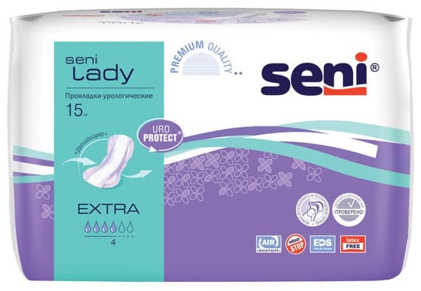 Seni Lady Extra Incontinence Pads for Women (15 Count)