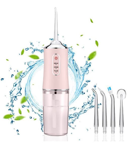 Pink Oral Irrigator with 4 Nozzles
