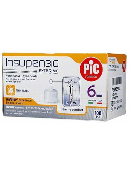 INSUPEN Insulin Syringes Needles: 31G, 0.25mm x 6mm, 100/box