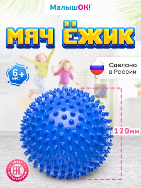 Blue Hedgehog Massage Ball (12cm) - Mechanical Massager by Alpina Plast