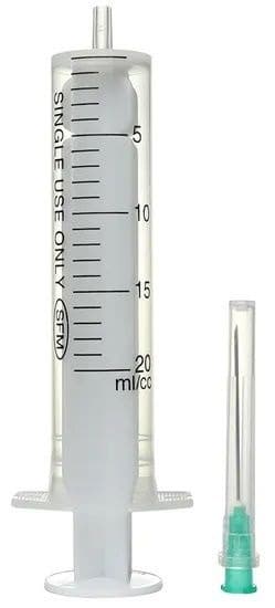 20ml 2-Part Disposable Syringe with 21G 0.8x40mm Needle