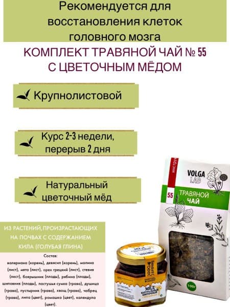 Brain Cell Repair Herbal Tea with Honey: VolgaLad #55 Kit