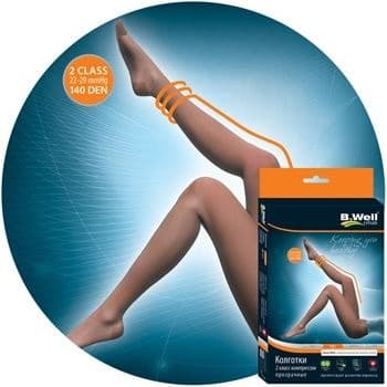 B.Well Beige Compression Stockings - 100 Denier, 20-30 mmHg