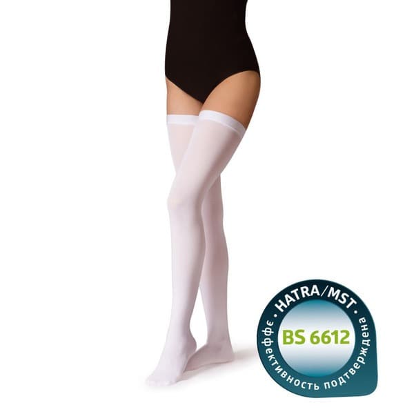 B.Well Compression Stockings - White, 20-30mmHg, 1 Pair