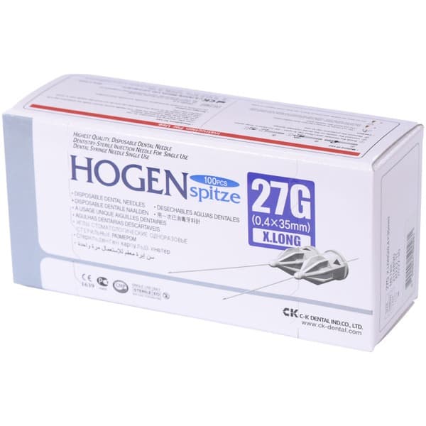 Hogen Spitze 27G Dental Cartridges: 100 x 0.4x35mm Needles