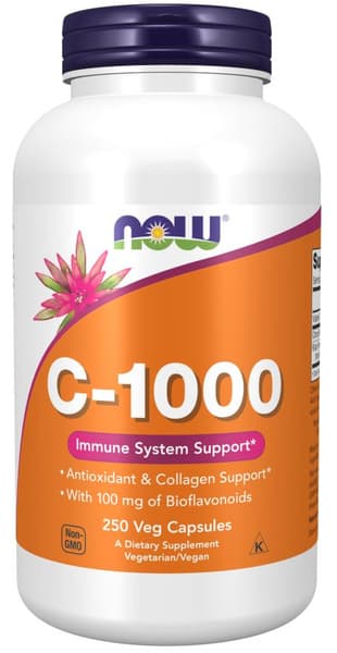 NOW Vitamin C-1000: 1000mg, 250 Capsules - Powerful Antioxidant for Immune Support