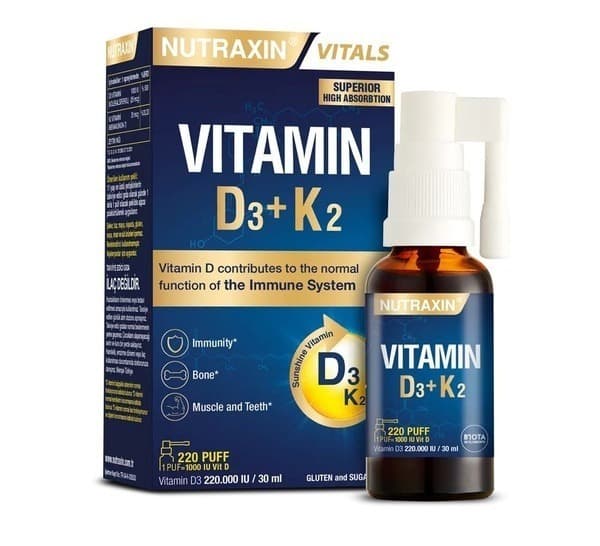 Vitamin D3 &amp; K2 Oral Spray (30ml) - Nutraxin
