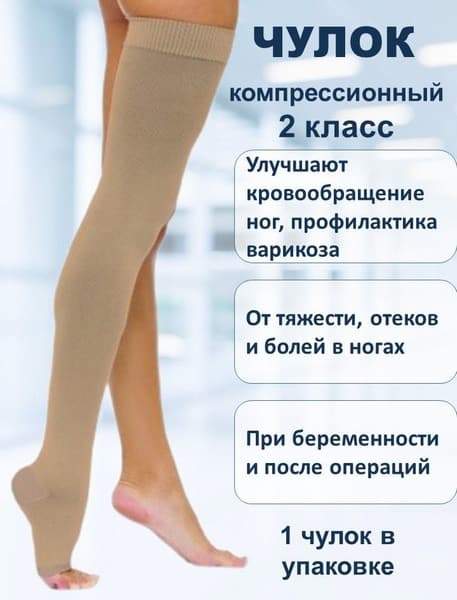 Compression Stockings Beige &amp; Cream, 20-30 mmHg, 1 Pair