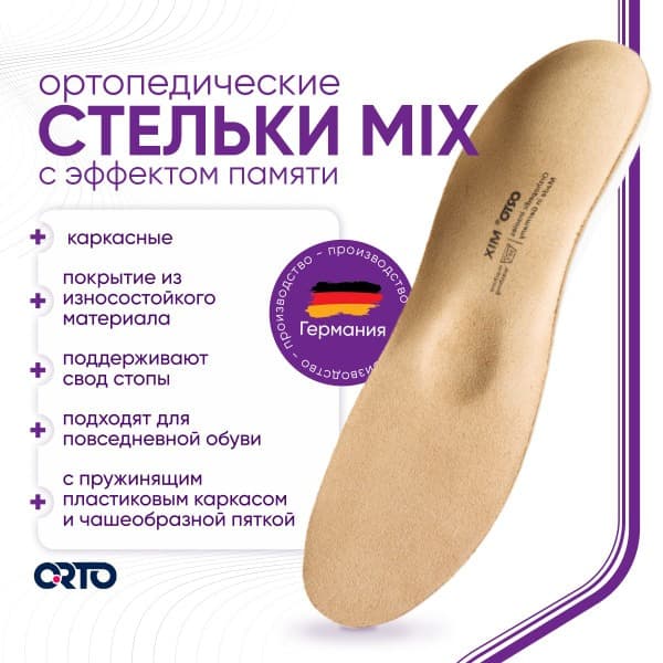 Orthotic Insoles for Men &amp; Women: Memory Foam, Flat Feet Support, Genuine Leather