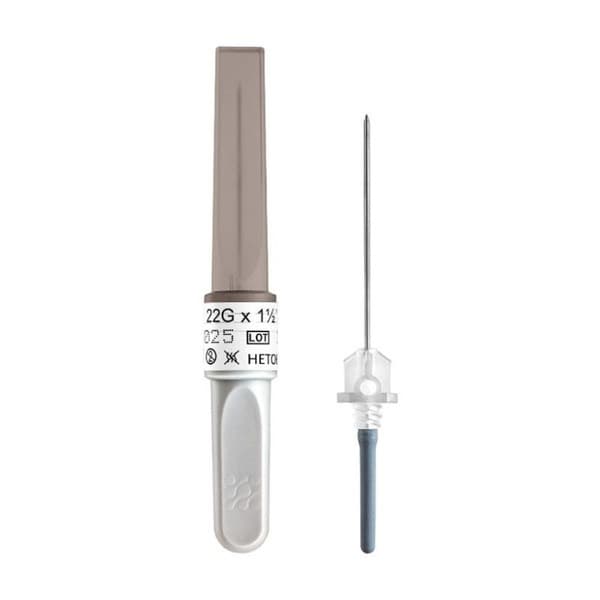 22G Double-Ended Needles (0.7x25mm), Gray, with Visibility Control (100/pack)