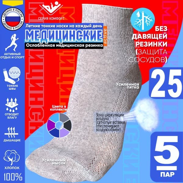 Diabetic Compression Socks for Women (5 Pairs) - 100% Cotton, No-Bind