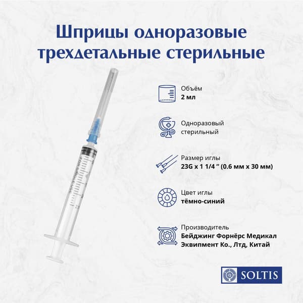 Sterile 2ml 3-Part Disposable Syringes (200/Box)