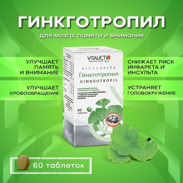 Ginkgo Biloba Extract for Brain, Memory &amp; Focus (60 Tablets)