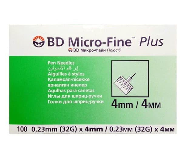 Micro-Fine Plus 4mm Insulin Syringe Needles