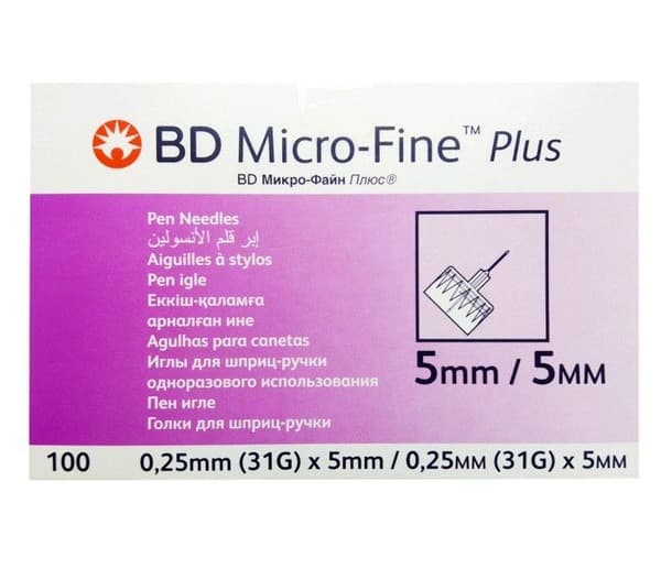 Micro-Fine Plus 5mm Insulin Syringe Needles