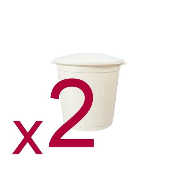 Medical Waste Collection Bins with Lids (Class A, White, 50L, 2 Pack)