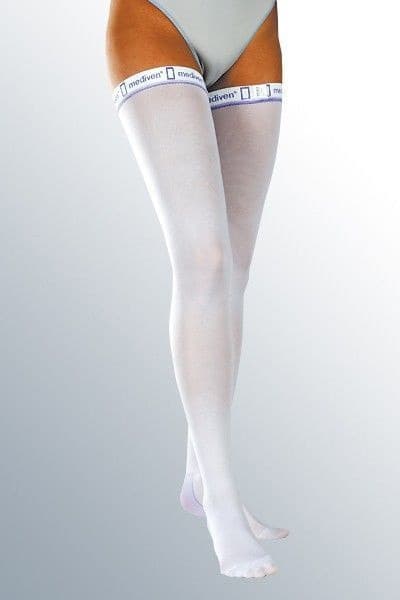 Medi Compression Stockings, White, 1 Pair, 15-20 mmHg
