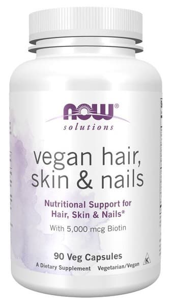 Now Vegan Hair, Skin &amp; Nails: 90 Veggie Caps - Antioxidant &amp; Collagen Support