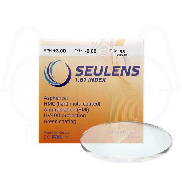 SEULENS 1.61 ASPH HMC Eyeglass Lenses: 65mm Diameter