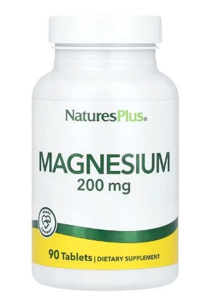 Magnesium 200mg (90 Tablets) - Nature's Plus: Supports Nervous System, Muscle, Heart &amp; Bone Health