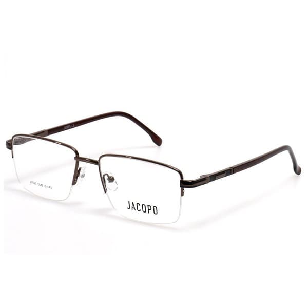 Men's Brown Metal Half-Rim Rectangle Eyeglasses - Jlur Optic 02023469