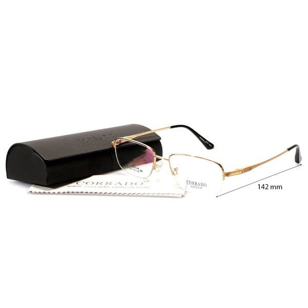 Men's Gold Titanium Half-Rim Rectangle Eyeglasses - Jlur Optic 02008925