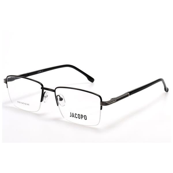 Men's Black Metal Half-Rim Rectangle Eyeglass Frames