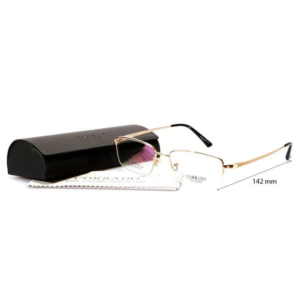 Men's Gold Titanium Half-Rim Rectangular Eyeglass Frames