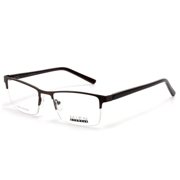 Unisex Brown Rectangle Semi-Rimless Eyeglass Frames - Jlur Optic 02024226