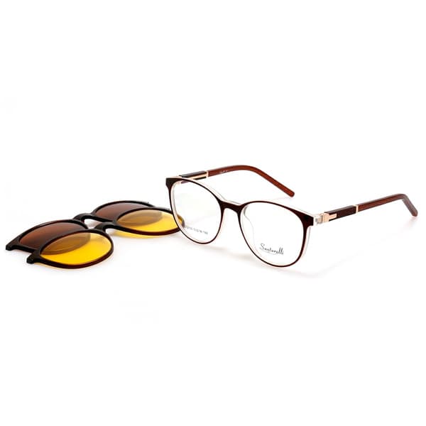 Santarelli Panto Brown Plastic Eyeglass Frames with 2 Extra Nose Pads