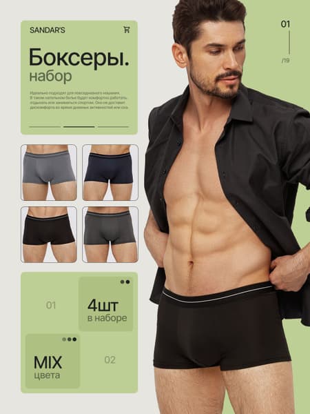 Men's Classic Boxer Briefs 4-Pack - SANPAO