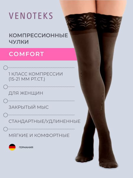 Venoteks Black Compression Stockings - Class 1