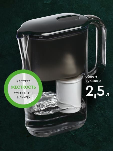 BARRIER Wells Black XS Water Filter Pitcher, StyleX Series, 2.5L
