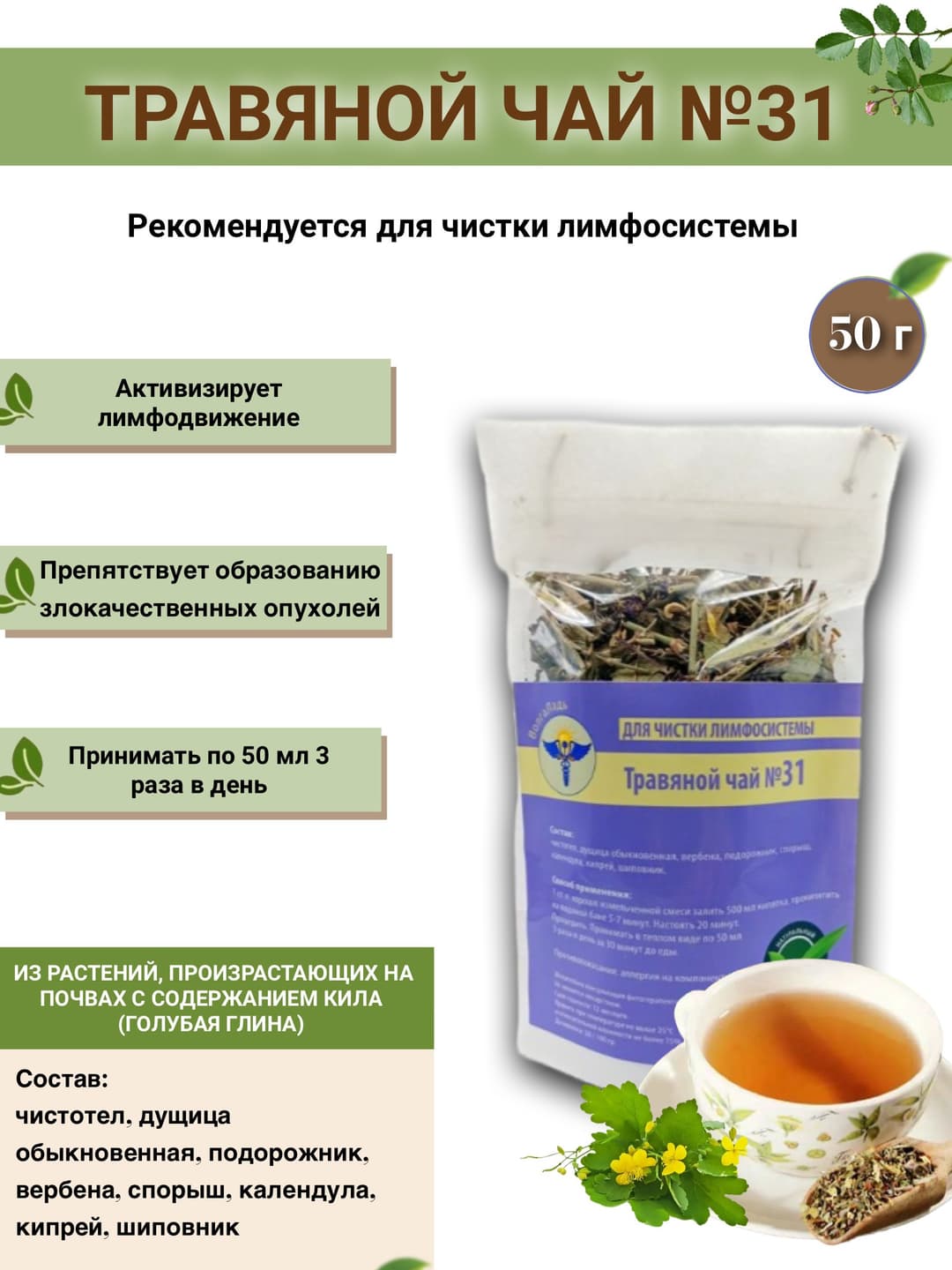 VolgaLadya #31 Herbal Tea: Lymphatic Cleansing Blend