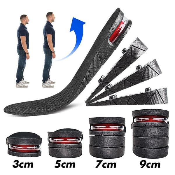 Height Increasing Shoe Insoles: 3-9cm Lift, Cushioned, Sizes 35-44