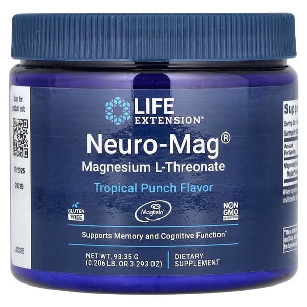 Magnesium L-Threonate Powder (Tropical Punch Flavor) - 93.35g