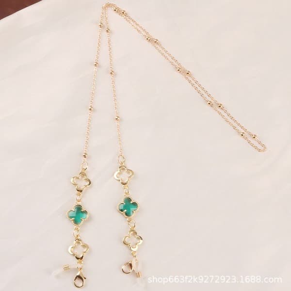 Lucky Clover Green Eyeglass Chain
