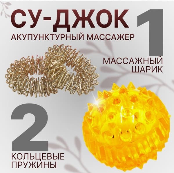 Su-Jok Therapy Ball Massager with 2 Rings