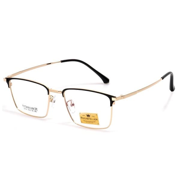 Men's Gold Metal Rectangle Eyeglass Frames - Jlur Optic 02022608