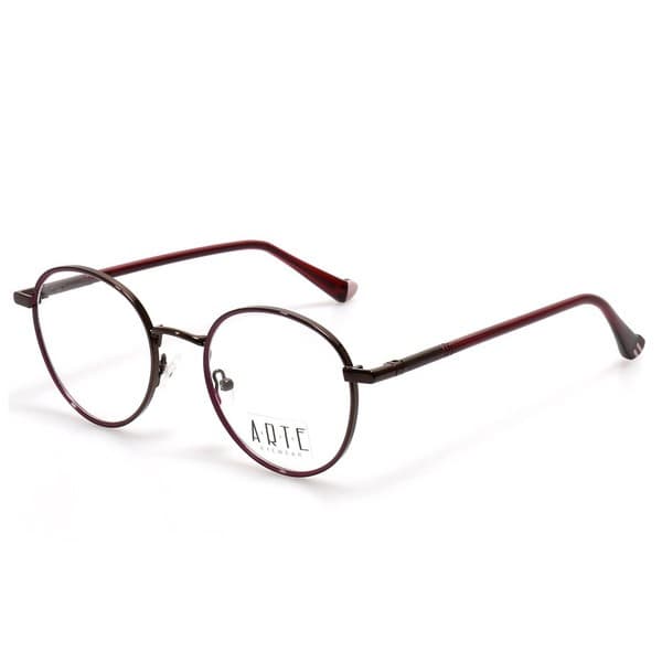 Women's Burgundy Metal Rimmed Round Glasses - Jlur Optic 02023397