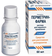 Pharmtechnology Permethrin-Pharma solution, 5 mg / 1 ml, 60 ml.