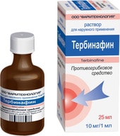 Pharmtechnology Terbinafine solution, 10 mg / ml, 25 ml.