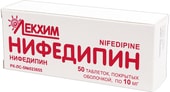 Lekhim Nifedipine, 10 mg, 50 tablets.