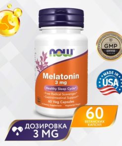 NOW Melatonin 3mg, 60 Capsules: Sleep Aid & Brain Support