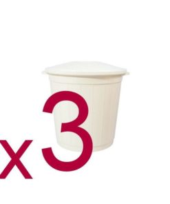 Medical Waste Collection Bins with Lids, Class A, White, 50L (3-Pack)