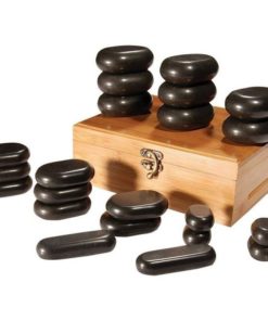 22-Piece Basalt Hot Stone Massage Set in Bamboo Box