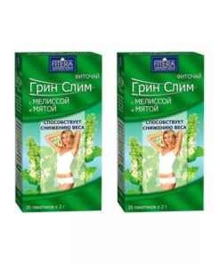 Green Slim Herbal Tea, Mint & Melissa, 60 Count (2 x 30 Bags)