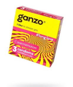 Ganzo Long Love Condoms: 18cm, Numbing, Latex (3 Pack)