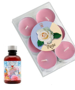 Rose Bath Set: 200ml Bishophit Emulsion & 6 Aromatic Candles